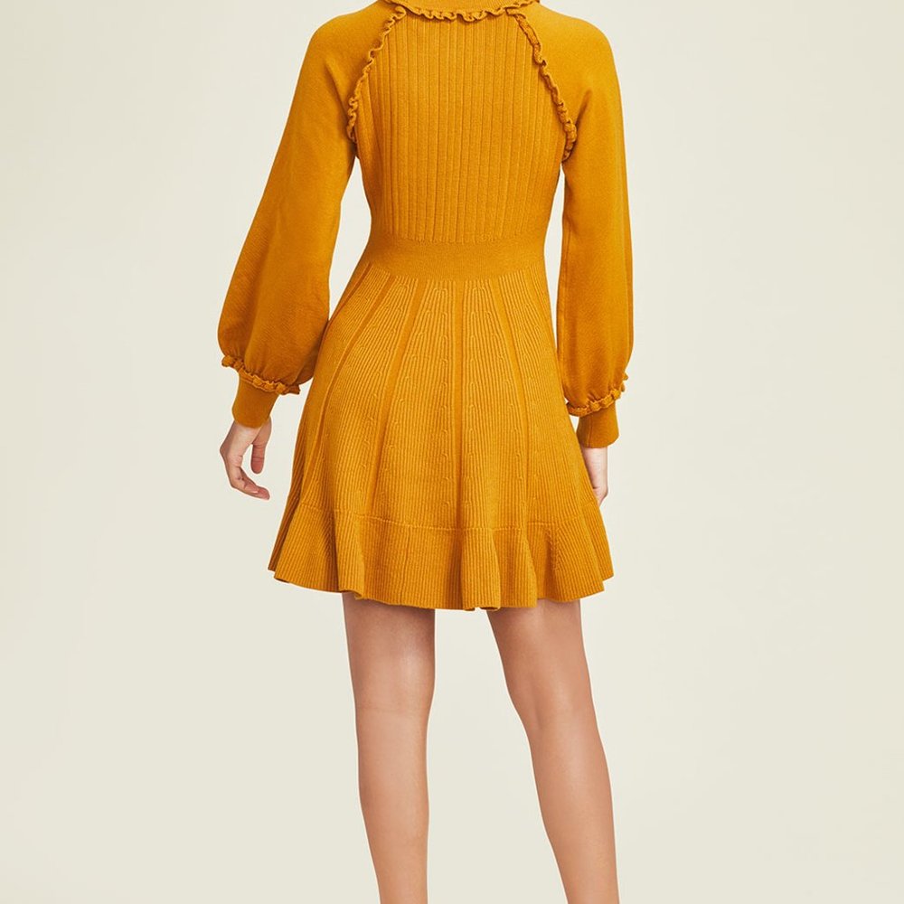 Pearl by Lela Rose Full Sleeve Knit Dress Copper S - Picture 2 of 6